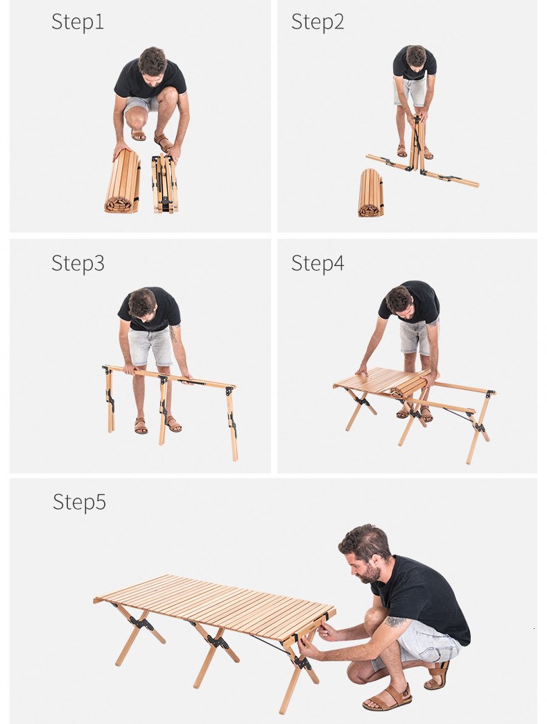 Bàn gỗ dã ngoại cuộn gọn Naturehike Wooden Folding Table NH19JJ009 - 9540